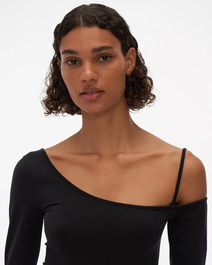 Women One Shoulder Dress Black Helmut Lang Dresses