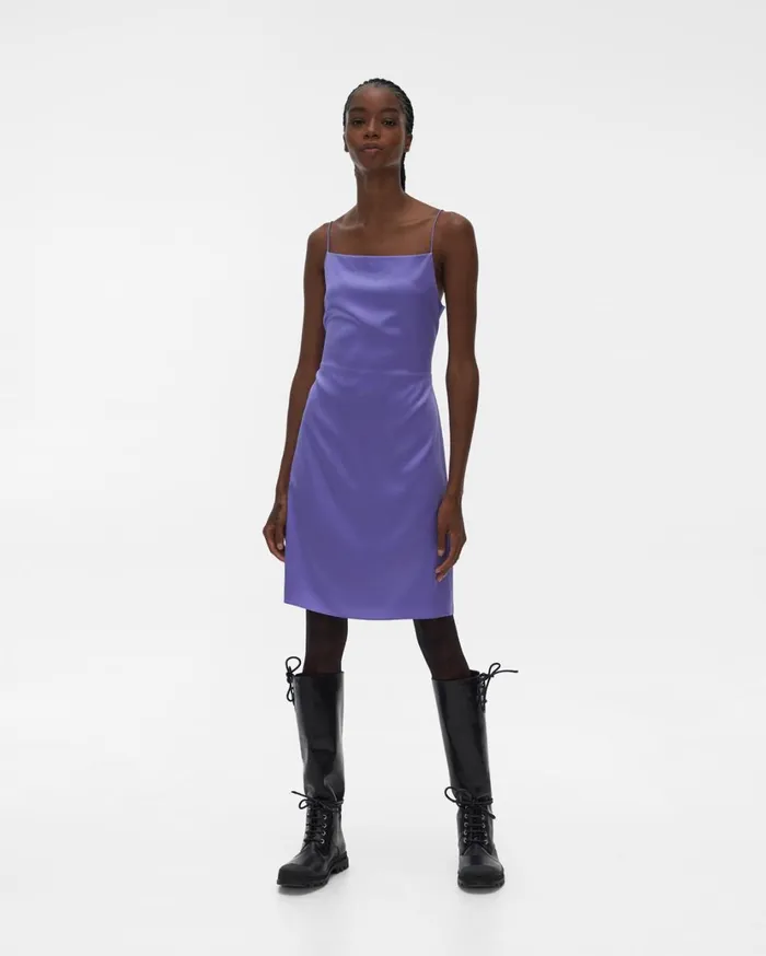 Women OpenBack Silk Mini Dress Voltaic Purple Helmut Lang Dresses