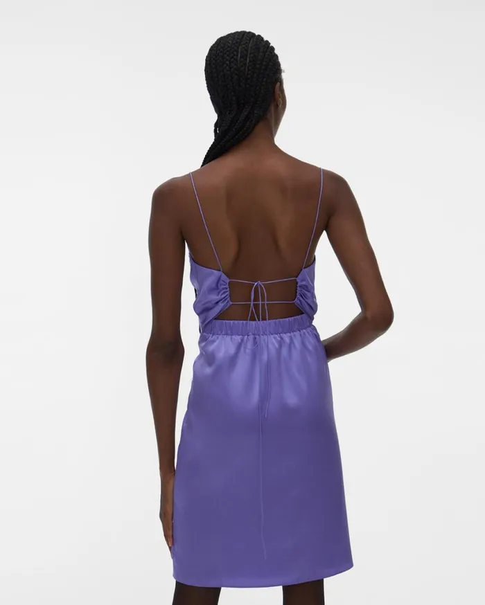 Women OpenBack Silk Mini Dress Voltaic Purple Helmut Lang Dresses