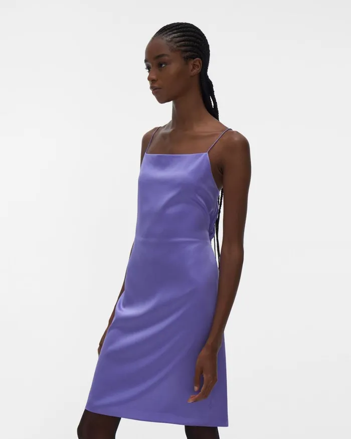 Women OpenBack Silk Mini Dress Voltaic Purple Helmut Lang Dresses