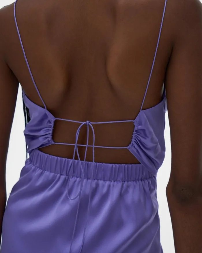 Women OpenBack Silk Mini Dress Voltaic Purple Helmut Lang Dresses