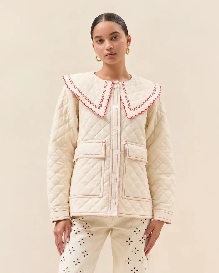 Women Outerwear Loeffler Randall James NaturalPoppy Workwear Jacket L Outerwear L Apparel