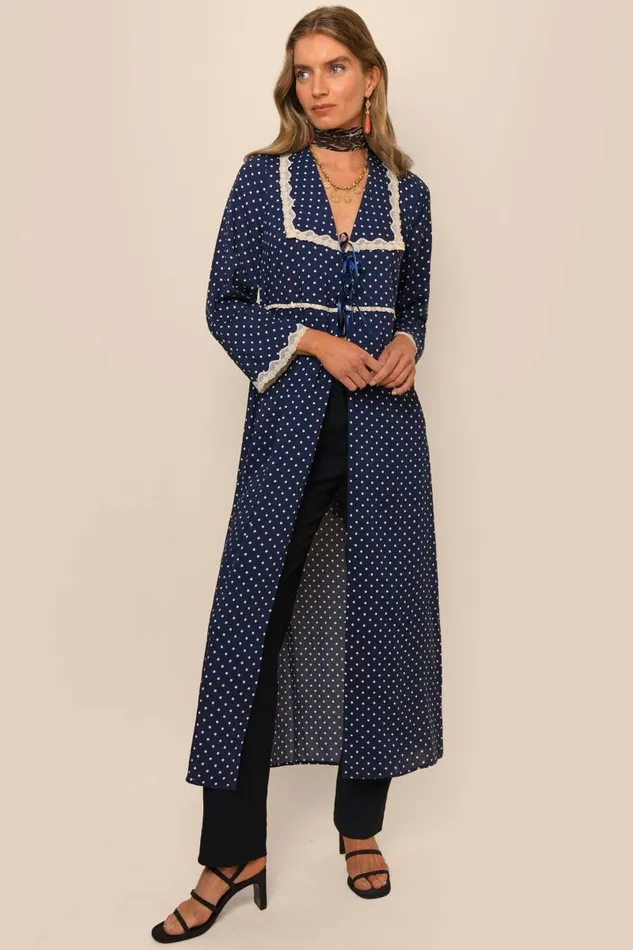 Women Outerwear RIXO Mallory Polka Dot Navy