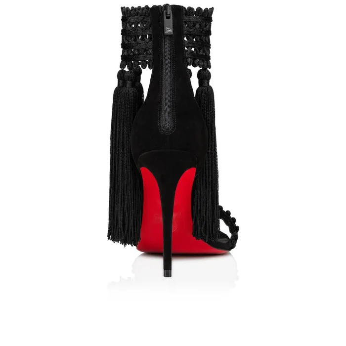 Women Palma 100 Mm Sandals 8211 Fabric And Veau Velours 8211 Black Black Christian Louboutin Sandals and Slides