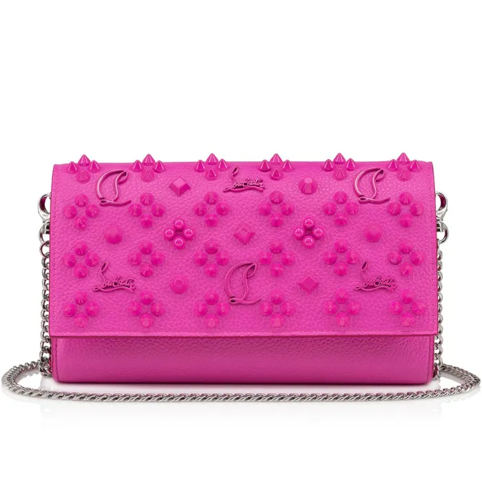 Women Paloma Chain Wallet 8211 Grained Calf Leather And Spikes Loubinthesky 8211 Bolerose Pink Christian Louboutin Crossbody Bags Women Paloma Chain Wallet 8211 Grained Calf Leather And Spikes Loubinthesky 8211 Bolerose Pink Christian Louboutin Crossbody Bags