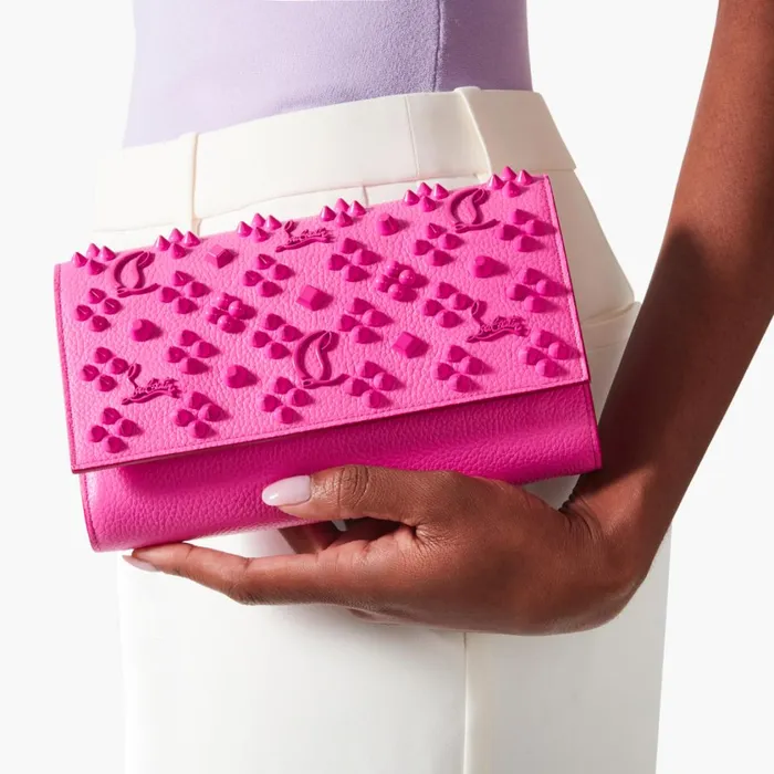 Women Paloma Chain Wallet 8211 Grained Calf Leather And Spikes Loubinthesky 8211 Bolerose Pink Christian Louboutin Crossbody Bags