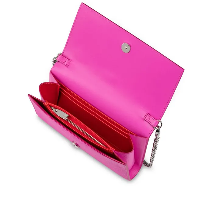 Women Paloma Chain Wallet 8211 Grained Calf Leather And Spikes Loubinthesky 8211 Bolerose Pink Christian Louboutin Crossbody Bags