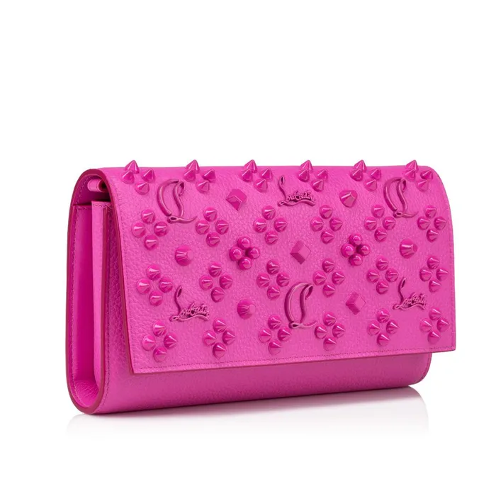 Women Paloma Chain Wallet 8211 Grained Calf Leather And Spikes Loubinthesky 8211 Bolerose Pink Christian Louboutin Crossbody Bags