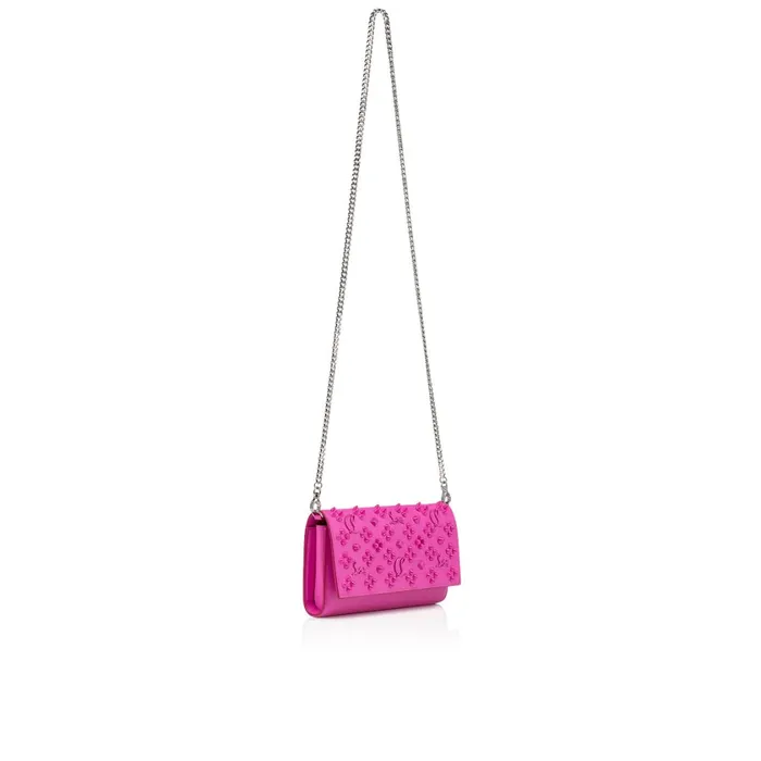 Women Paloma Chain Wallet 8211 Grained Calf Leather And Spikes Loubinthesky 8211 Bolerose Pink Christian Louboutin Crossbody Bags
