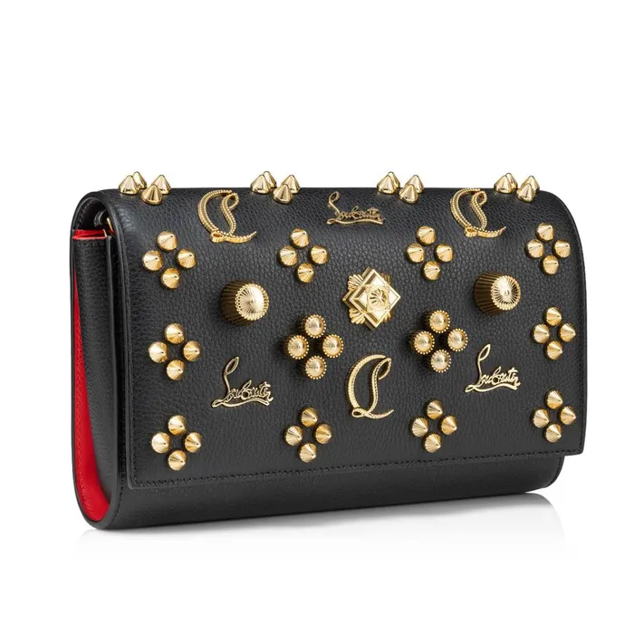 Women Paloma Clutch 8211 Grained Calf Leather And Spikes Loubinthesky Seville 8211 Black Black Christian Louboutin Shoulder Bags
