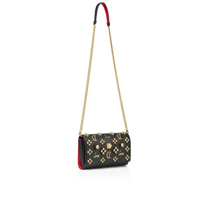 Women Paloma Clutch 8211 Grained Calf Leather And Spikes Loubinthesky Seville 8211 Black Black Christian Louboutin Shoulder Bags