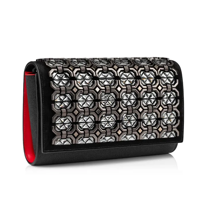 Women Paloma Clutch Clutch 8211 Glittered Calf Leather And Strass 8211 Black Black Christian Louboutin Clutches and Evening Bags