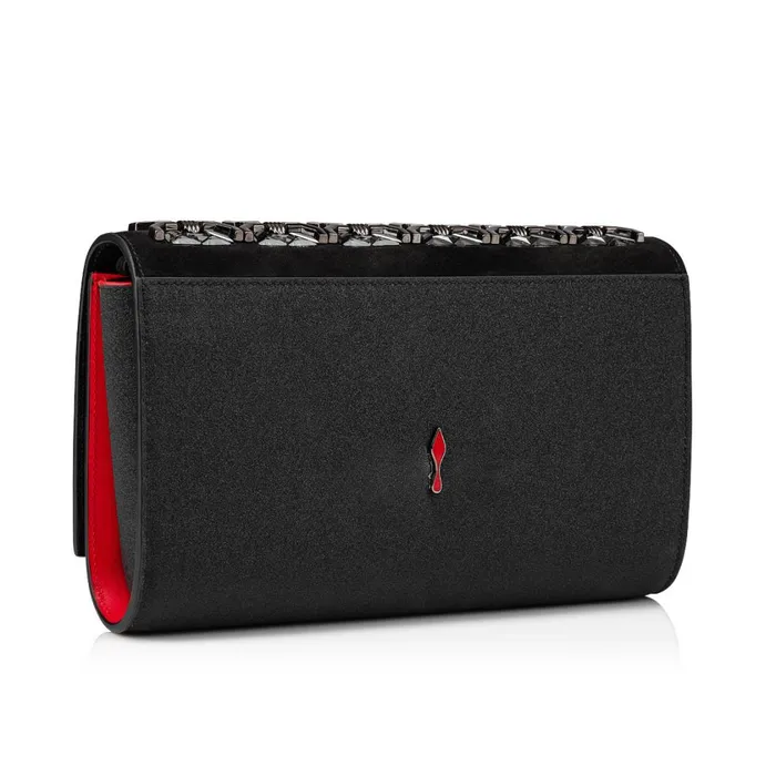Women Paloma Clutch Clutch 8211 Glittered Calf Leather And Strass 8211 Black Black Christian Louboutin Clutches and Evening Bags