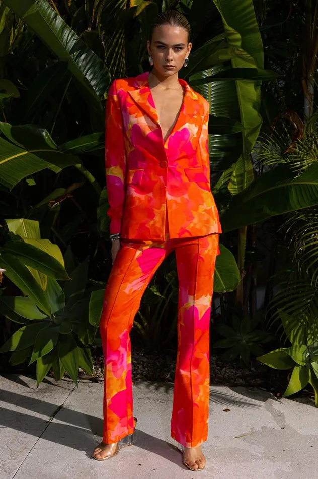 Women Pants Runaway The Label ORALIE PANT Orange Floral