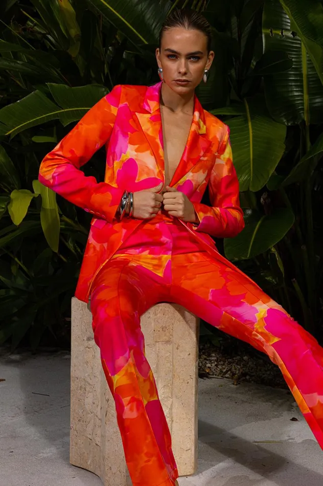 Women Pants Runaway The Label ORALIE PANT Orange Floral