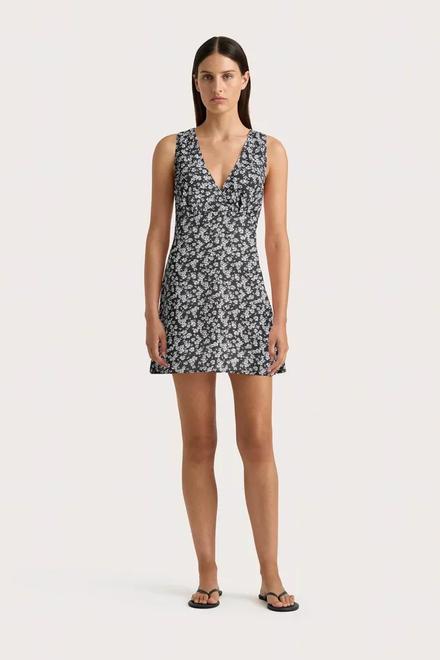 Women Penne Mini Dress Leilani Charred Navy Faithfull The Brand Dresses