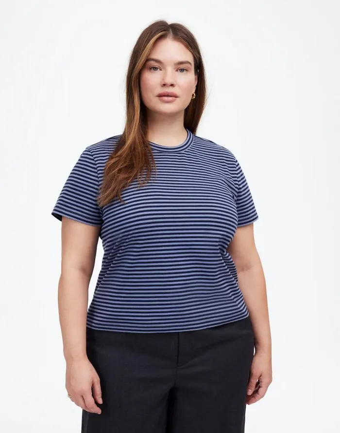 Women Plus Cotton Perfect Crewneck Tee Teapot Blue Madewell Tees
