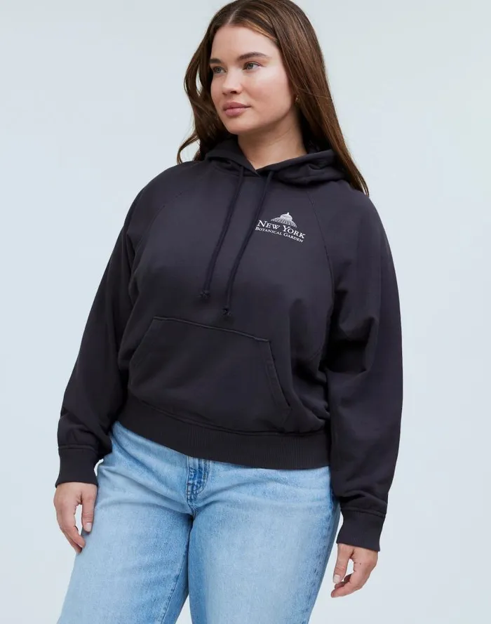 Women Plus Madewell X NYBG Graphic Terry Relaxed RaglanSleeve Sweatshirt Black Coal Madewell Loungewear