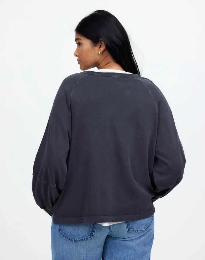 Women Plus Relaxed LongSleeve Raglan Tee Black Coal Madewell Tees