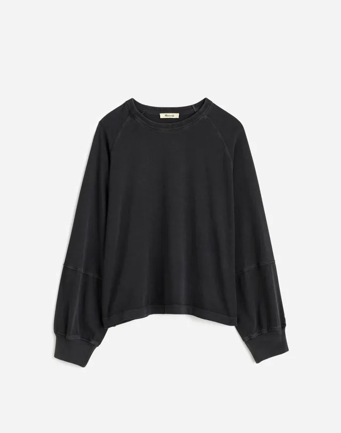 Women Plus Relaxed LongSleeve Raglan Tee Black Coal Madewell Tees