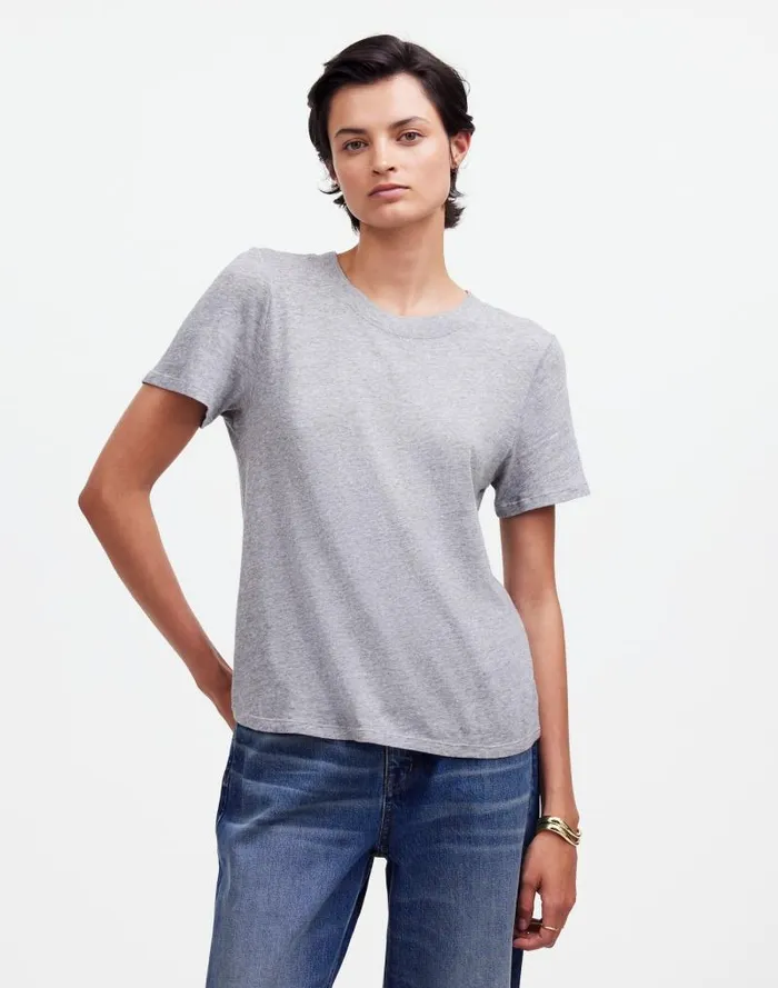 Women Premium Standard 01 The Shrunken Tee Hthr Grey Madewell Tees