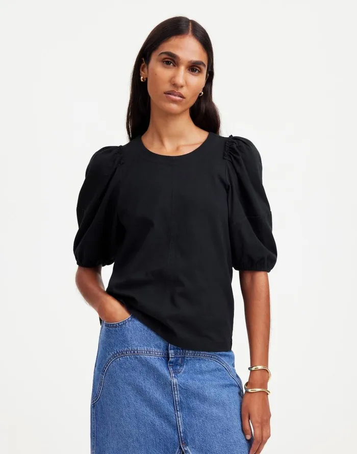 Women PuffSleeve Tee Jet Black Madewell Tees
