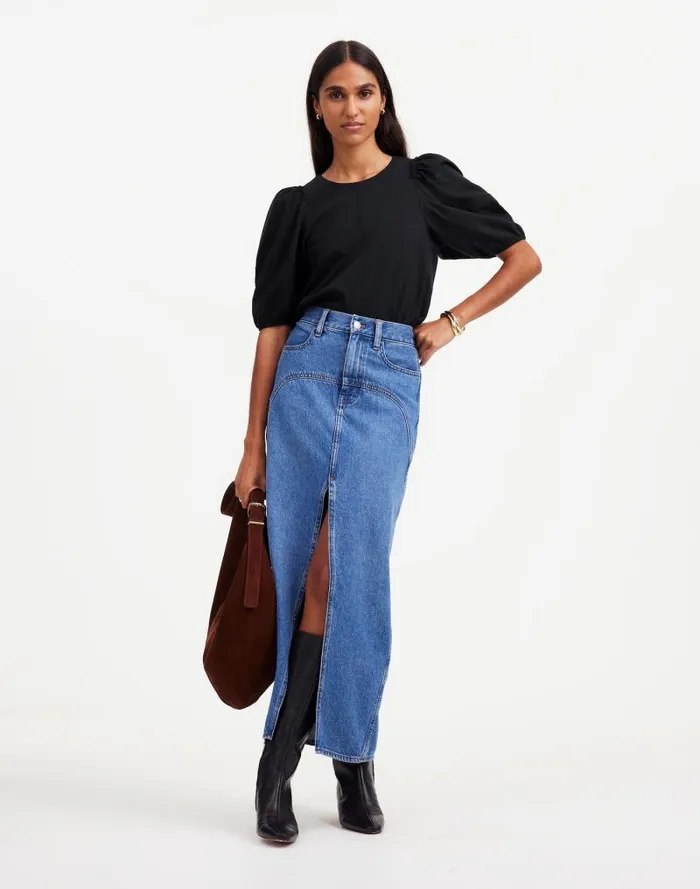 Women PuffSleeve Tee Jet Black Madewell Tees