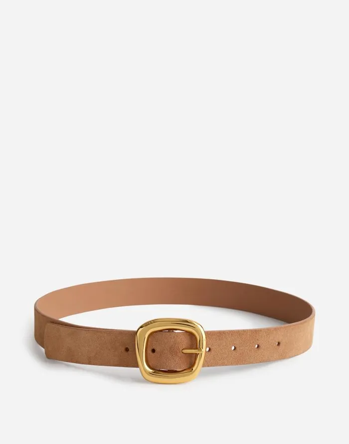 Women PuffedBuckle Suede Belt Cumin Madewell Belts