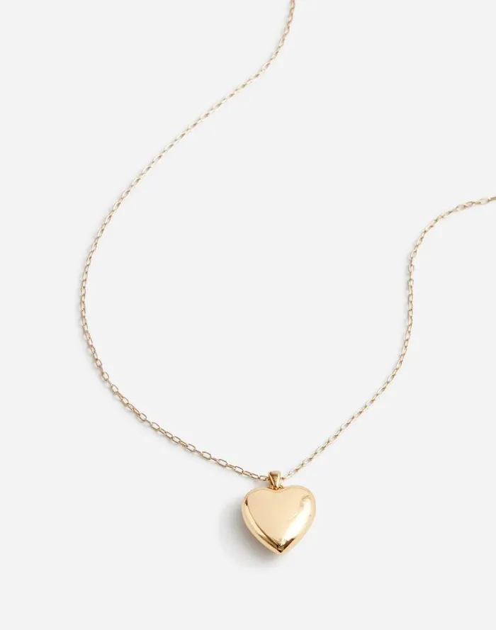 Women Puffy Heart Pendant Necklace Polished Bronze Madewell Jewelry