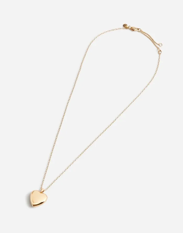 Women Puffy Heart Pendant Necklace Polished Bronze Madewell Jewelry