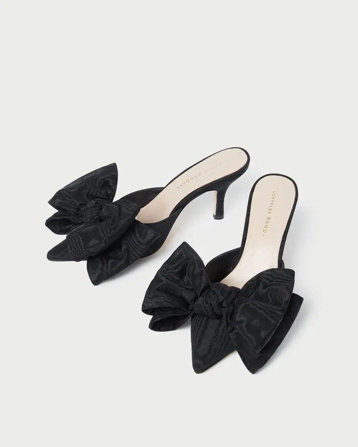 Women Pumps and Mules Loeffler Randall Margot Black Moir Bow Mule L Pumps L Footwear