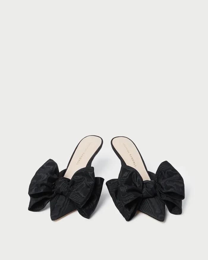 Women Pumps and Mules Loeffler Randall Margot Black Moir Bow Mule L Pumps L Footwear