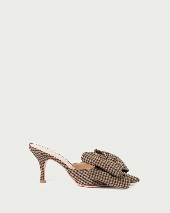 Women Pumps and Mules Loeffler Randall Margot BrownBlack Check Bow Mule