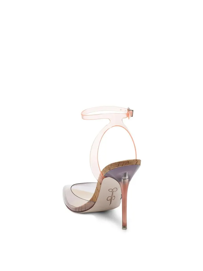 Women Pumps Jessica Simpson Pirrie High Heel In Clear Purple and Peach Clear Purple And Peach