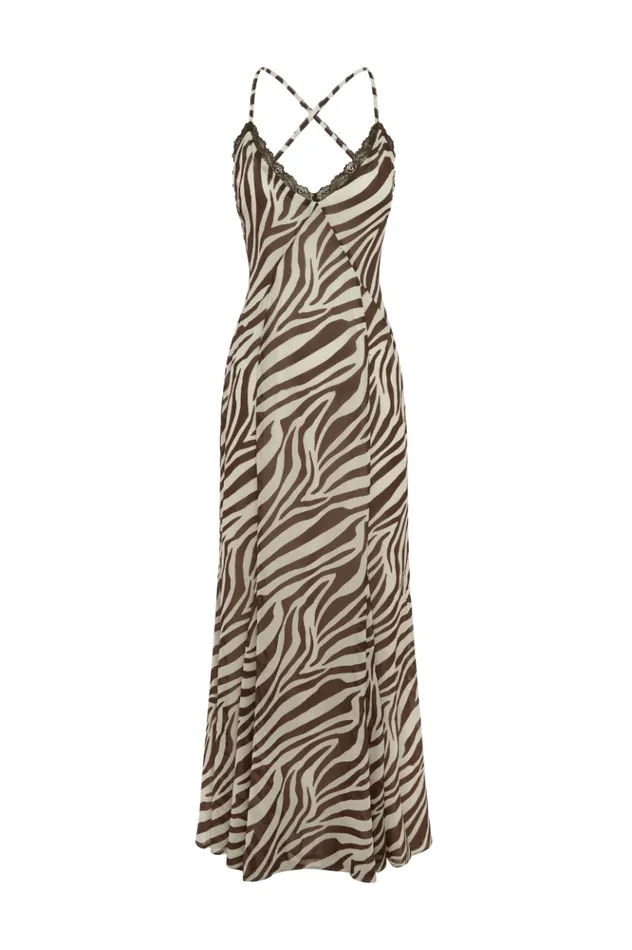 Women Race Day Dresses Runaway The Label AMINAH MAXI DRESS Zebra Chocolate
