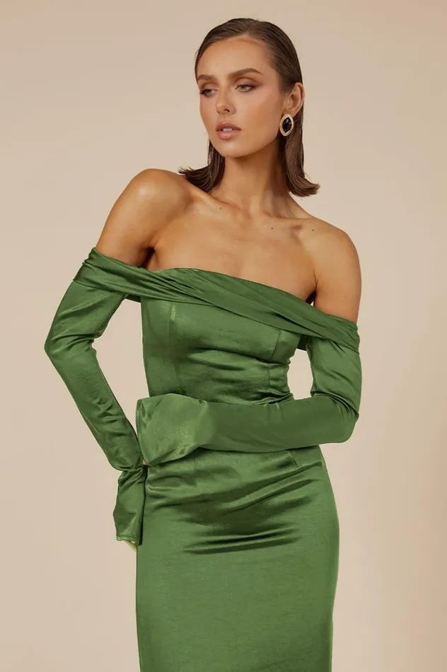 Women Race Day Dresses Runaway The Label ARIELLE MAXI DRESS Olive