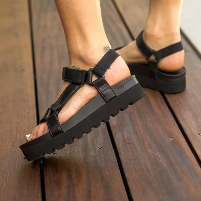 Women Reef Sandals Cushion Rem Hi Coco Black Women Reef Sandals Cushion Rem Hi Coco Black