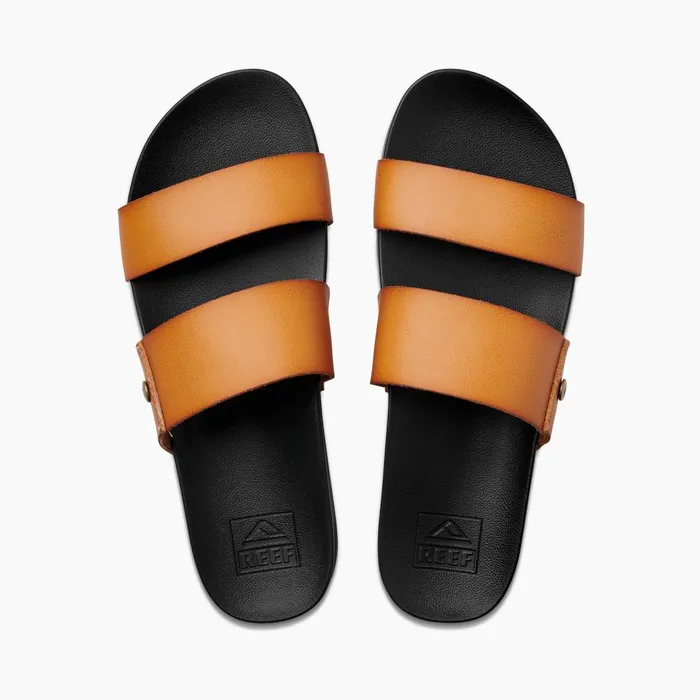Women Reef Sandals Cushion Vista Cognac Black Women Reef Sandals Cushion Vista Cognac Black
