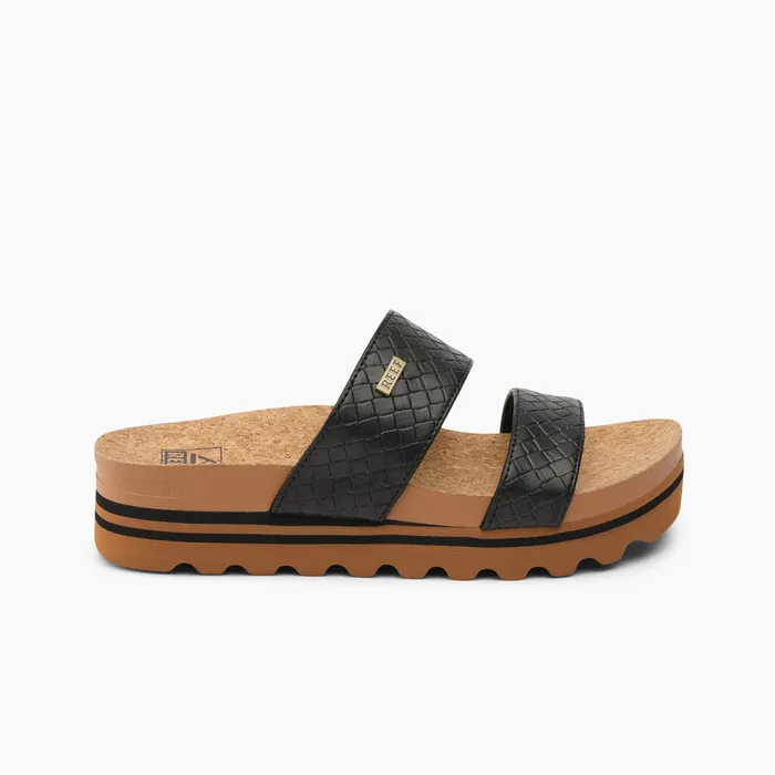 Women Reef Sandals Cushion Vista Hi Black Wicker
