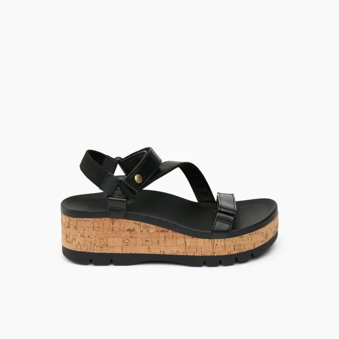 Women Reef Sandals Vista Higher Luna Black Cork