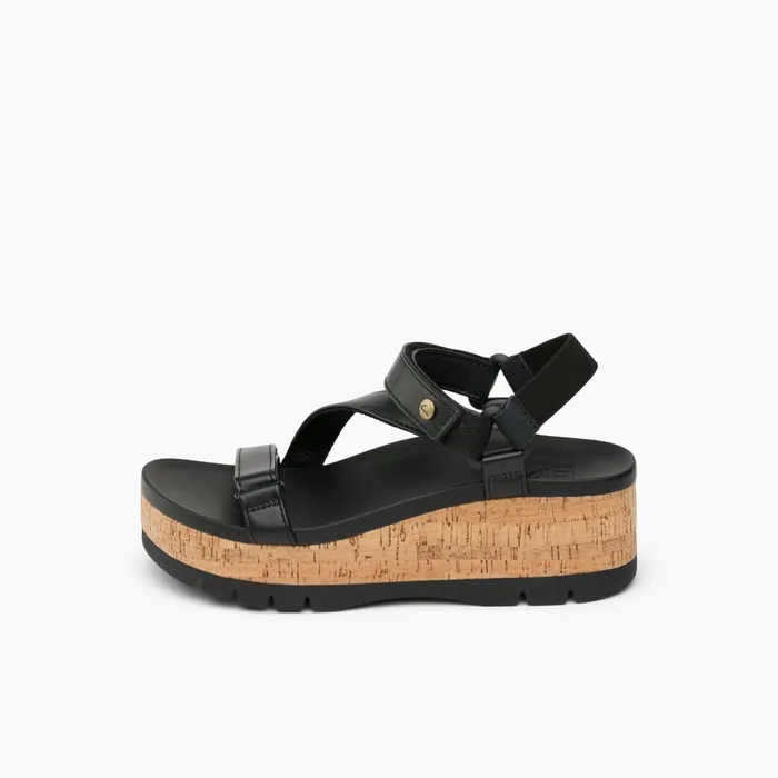 Women Reef Sandals Vista Higher Luna Black Cork Women Reef Sandals Vista Higher Luna Black Cork