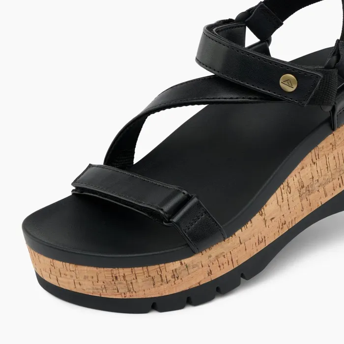 Women Reef Sandals Vista Higher Luna Black Cork Women Reef Sandals Vista Higher Luna Black Cork