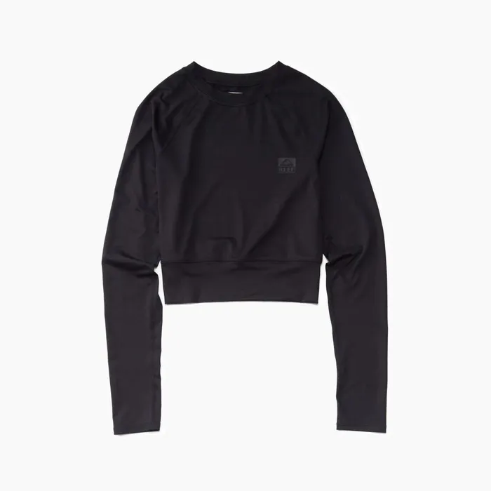 Women Reef Sets Crest Crop Long Sleeve Surf Shirt Caviar Women Reef Sets Crest Crop Long Sleeve Surf Shirt Caviar