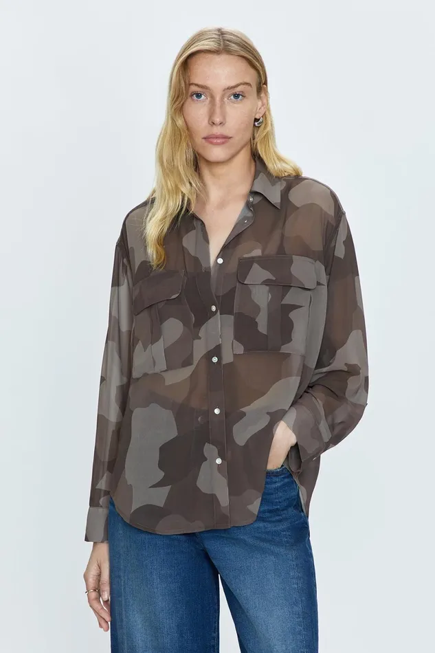 Women Reese Sheer Shirt 8211 Camo Pistola Denim Tops