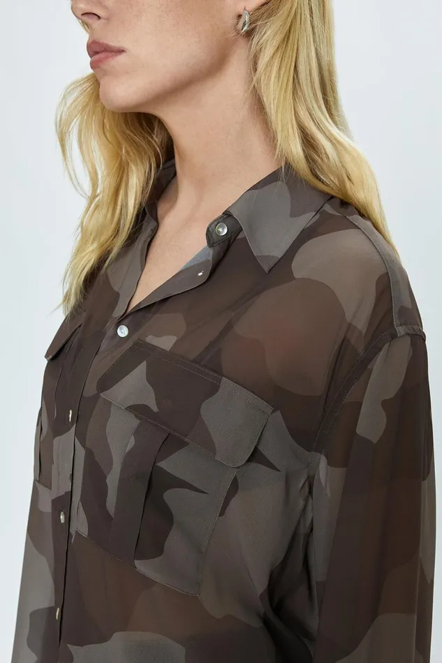 Women Reese Sheer Shirt 8211 Camo Pistola Denim Tops