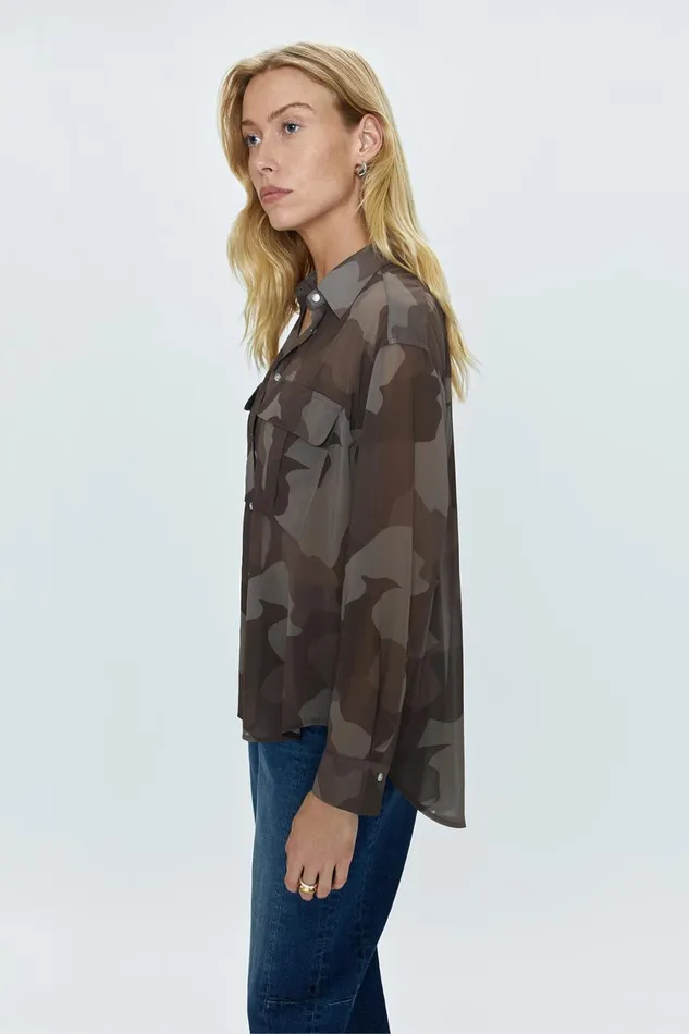 Women Reese Sheer Shirt 8211 Camo Pistola Denim Tops