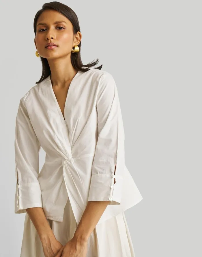 Women Reistor Front Twist Top White Madewell Tops and Shirts