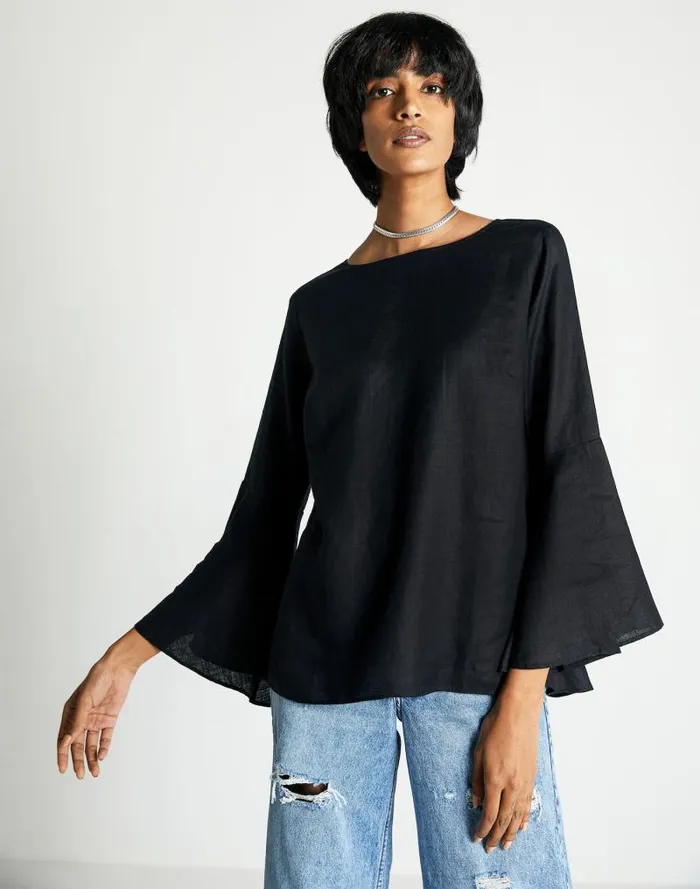 Women Reistor The Button Back Shirt Black Madewell Tops and Shirts