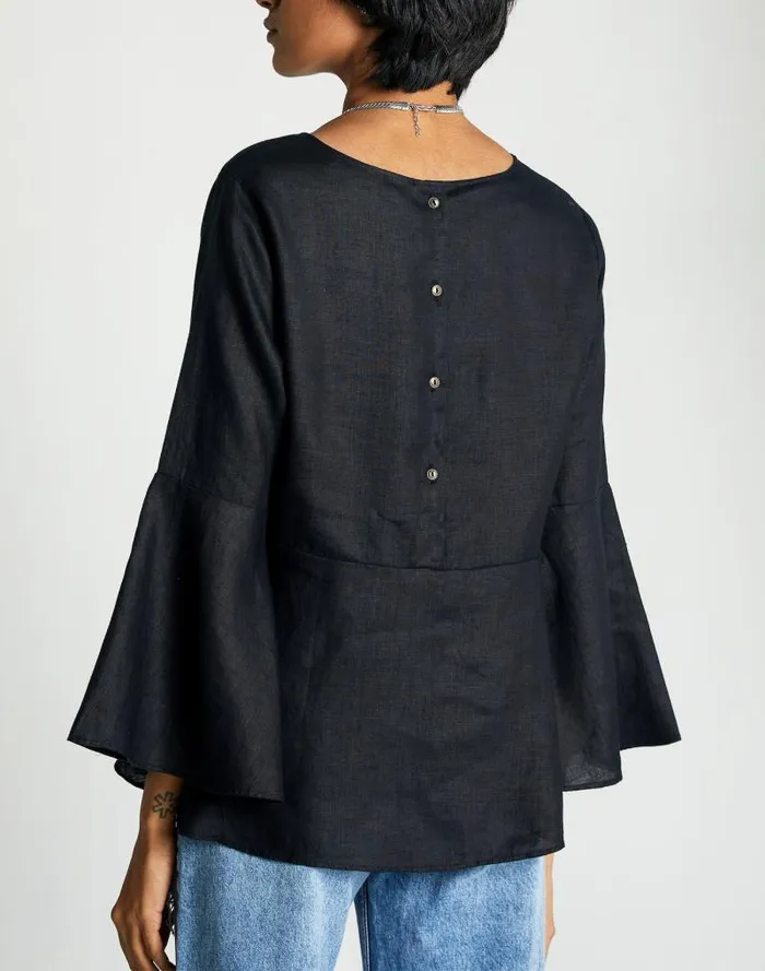 Women Reistor The Button Back Shirt Black Madewell Tops and Shirts