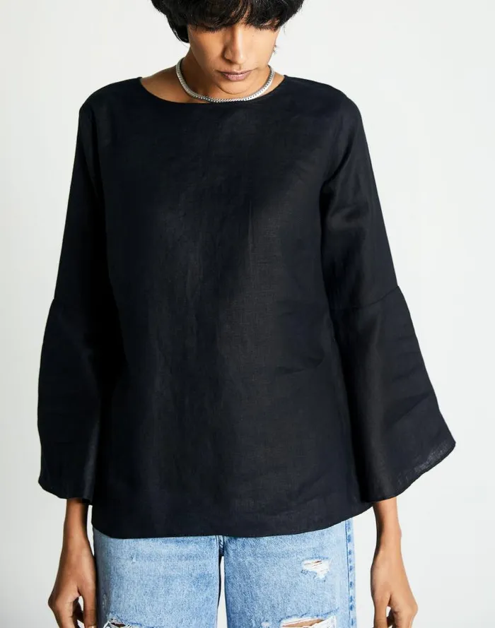 Women Reistor The Button Back Shirt Black Madewell Tops and Shirts